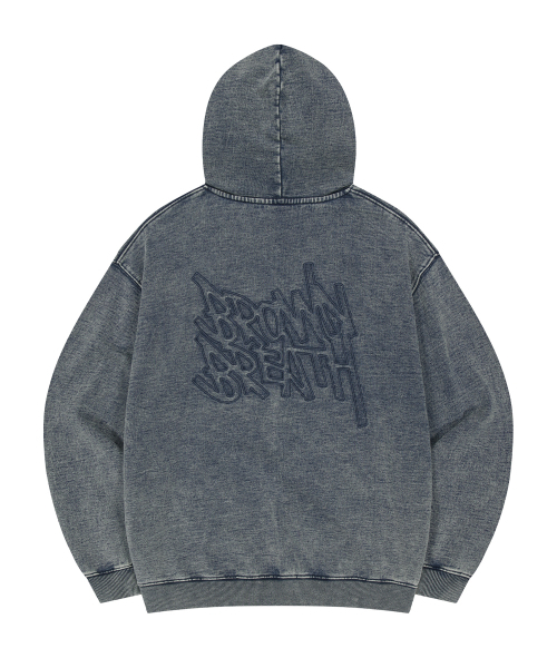 BROWNBREATH(ブラウンブレス)の「ウォッシュデニムスウェットフーディ(パーカー・レディース・ダークインディゴブルー/ブラック・X-LARGE/LARGE/MEDIUM/SMALL)」の6枚目の写真