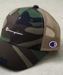 Champion（チャンピオン）の「"02"≪Champion≫ブランドロゴ 刺繍 & ワッペン メッシュ キャップ（キャップ）」