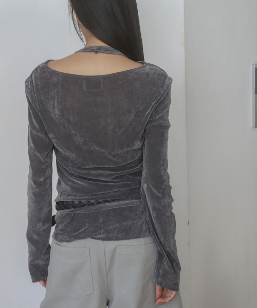 LYNTE(リンテ)の「ソフトベルベットトップスセット(グレー)(Tシャツ/カットソー・レディース・その他・FREE)」の4枚目の写真