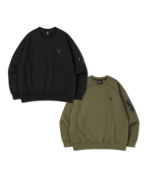 LIFE WORK(ライフワーク)の「共用) ウ woven 配色 オーバーサイズ スウェット(スウェット・レディース・カーキ/ブラック・L/M)」の3枚目の写真