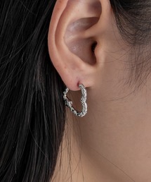 たたき加工 ハート フープピアス