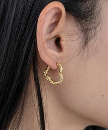 たたき加工 ハート フープピアス