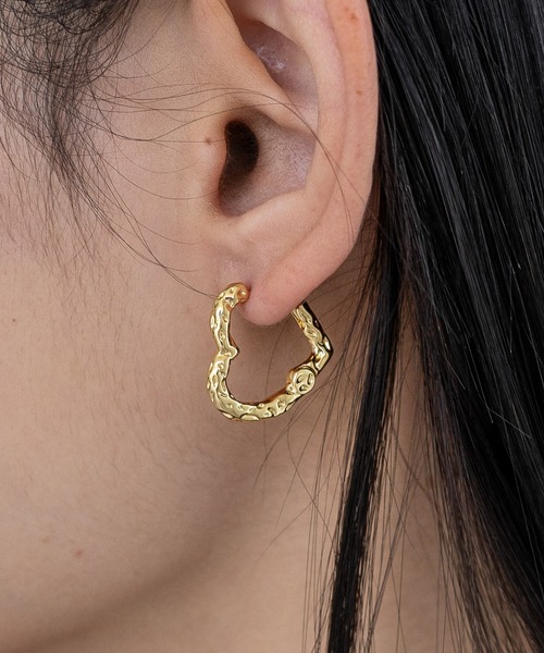 abaskdesign（アバスクデザイン）の「たたき加工　ハート フープピアス（ピアス（両耳用）・レディース・ゴールド/シルバー・FREE）」の16枚目の写真