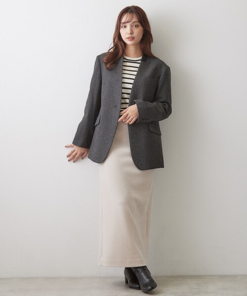DRESSTERIOR(ドレステリア)の「ハンティング ノーカラージャケット(ノーカラージャケット・レディース・チャコールグレー/ダークブラウン系1・38/34/36)」の3枚目の写真