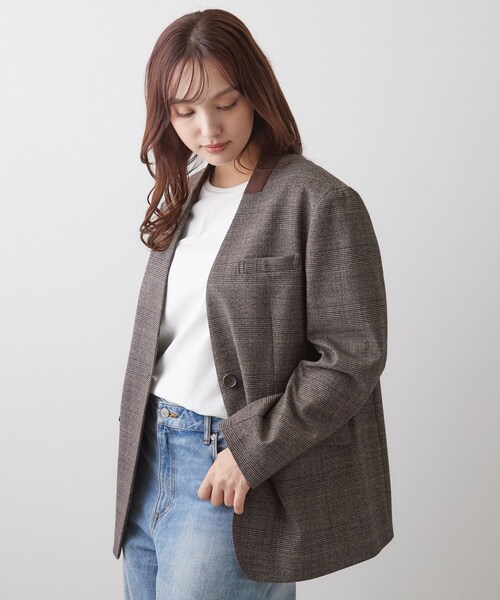 DRESSTERIOR(ドレステリア)の「ハンティング ノーカラージャケット(ノーカラージャケット・レディース・チャコールグレー/ダークブラウン系1・38/34/36)」の15枚目の写真