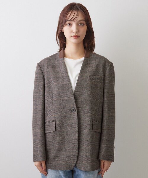 DRESSTERIOR(ドレステリア)の「ハンティング ノーカラージャケット(ノーカラージャケット・レディース・チャコールグレー/ダークブラウン系1・38/34/36)」の18枚目の写真