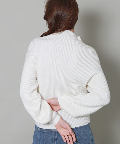 libelle more(リベル モア)の「バルーンスリーブボトルネックリブニット(ニット/セーター・レディース・ブラック/イエロー/レッド/オフホワイト/杢グレー・M/L)」の9枚目の写真