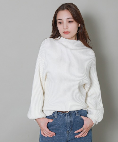 libelle more(リベル モア)の「バルーンスリーブボトルネックリブニット(ニット/セーター・レディース・ブラック/イエロー/レッド/オフホワイト/杢グレー・M/L)」の11枚目の写真