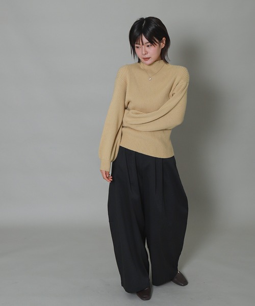 libelle more(リベル モア)の「バルーンスリーブボトルネックリブニット(ニット/セーター・レディース・ブラック/イエロー/レッド/オフホワイト/杢グレー・M/L)」の13枚目の写真