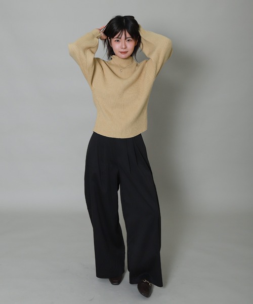 libelle more(リベル モア)の「バルーンスリーブボトルネックリブニット(ニット/セーター・レディース・ブラック/イエロー/レッド/オフホワイト/杢グレー・M/L)」の14枚目の写真