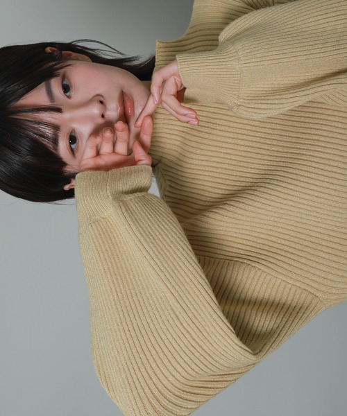 libelle more(リベル モア)の「バルーンスリーブボトルネックリブニット(ニット/セーター・レディース・ブラック/イエロー/レッド/オフホワイト/杢グレー・M/L)」の16枚目の写真