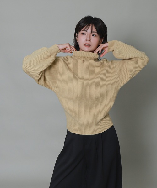 libelle more(リベル モア)の「バルーンスリーブボトルネックリブニット(ニット/セーター・レディース・ブラック/イエロー/レッド/オフホワイト/杢グレー・M/L)」の17枚目の写真