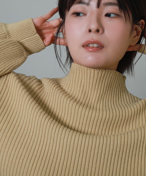 libelle more(リベル モア)の「バルーンスリーブボトルネックリブニット(ニット/セーター・レディース・ブラック/イエロー/レッド/オフホワイト/杢グレー・M/L)」の21枚目の写真