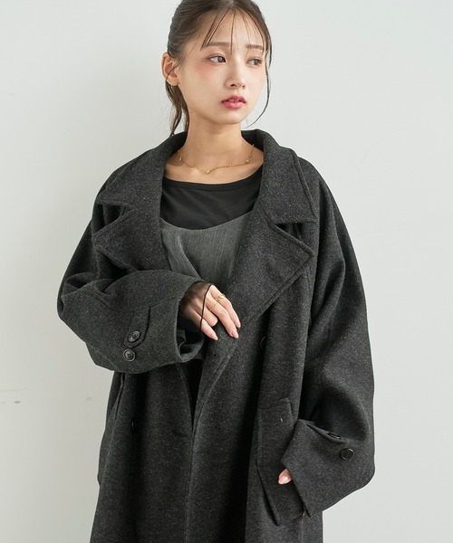mil(ミル)の「ウールライク ロングコート 【588239】(ステンカラーコート・レディース・ブラック/ブラウン/ベージュ系・S/XS)」の9枚目の写真
