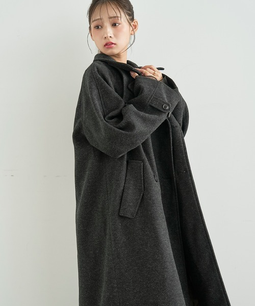 mil(ミル)の「ウールライク ロングコート 【588239】(ステンカラーコート・レディース・ブラック/ブラウン/ベージュ系・S/XS)」の10枚目の写真