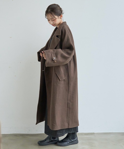 mil(ミル)の「ウールライク ロングコート 【588239】(ステンカラーコート・レディース・ブラック/ブラウン/ベージュ系・S/XS)」の17枚目の写真