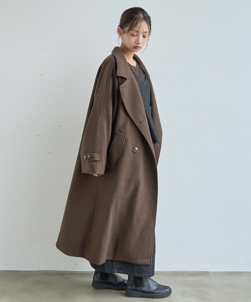 mil(ミル)の「ウールライク ロングコート 【588239】(ステンカラーコート・レディース・ブラック/ブラウン/ベージュ系・S/XS)」の19枚目の写真