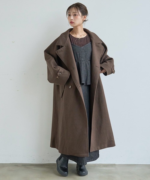 mil(ミル)の「ウールライク ロングコート 【588239】(ステンカラーコート・レディース・ブラック/ブラウン/ベージュ系・S/XS)」の12枚目の写真