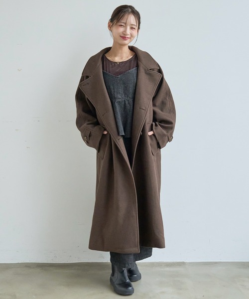 mil(ミル)の「ウールライク ロングコート 【588239】(ステンカラーコート・レディース・ブラック/ブラウン/ベージュ系・S/XS)」の20枚目の写真