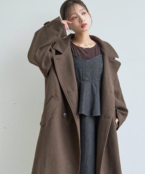 mil(ミル)の「ウールライク ロングコート 【588239】(ステンカラーコート・レディース・ブラック/ブラウン/ベージュ系・S/XS)」の21枚目の写真