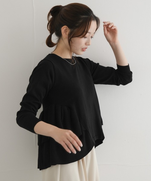 URBAN RESEARCH Sonny Label(アーバンリサーチサニーレーベル)の「『WEB限定』フリルペプラムニットプルオーバー(ニット/セーター・レディース・ネイビー/ブラック/チャコールグレー・FREE)」の17枚目の写真