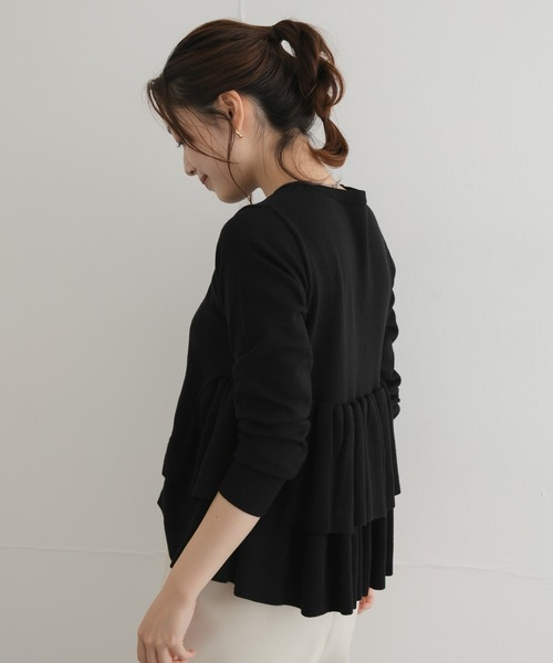 URBAN RESEARCH Sonny Label(アーバンリサーチサニーレーベル)の「『WEB限定』フリルペプラムニットプルオーバー(ニット/セーター・レディース・ネイビー/ブラック/チャコールグレー・FREE)」の18枚目の写真