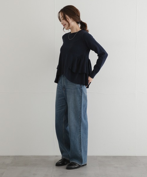 URBAN RESEARCH Sonny Label(アーバンリサーチサニーレーベル)の「『WEB限定』フリルペプラムニットプルオーバー(ニット/セーター・レディース・ネイビー/ブラック/チャコールグレー・FREE)」の8枚目の写真