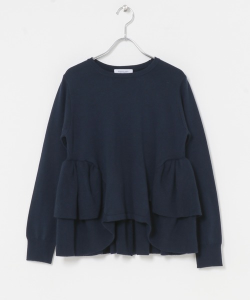 URBAN RESEARCH Sonny Label(アーバンリサーチサニーレーベル)の「『WEB限定』フリルペプラムニットプルオーバー(ニット/セーター・レディース・ネイビー/ブラック/チャコールグレー・FREE)」の10枚目の写真