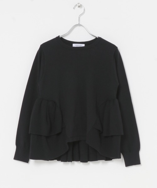URBAN RESEARCH Sonny Label(アーバンリサーチサニーレーベル)の「『WEB限定』フリルペプラムニットプルオーバー(ニット/セーター・レディース・ネイビー/ブラック/チャコールグレー・FREE)」の14枚目の写真
