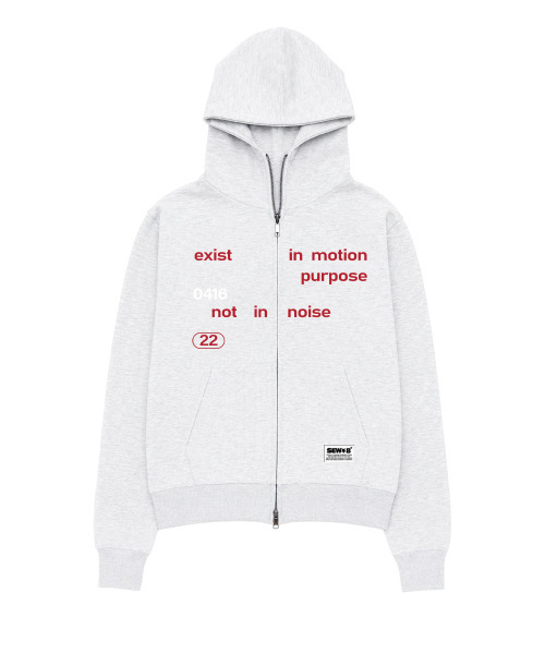 SEW-B（ソービー）の「ハイネック 0416RED（セミオーバー）ジップアップパーカー [ホワイトメランジ]（パーカー・レディース・その他・FREE）」の4枚目の写真