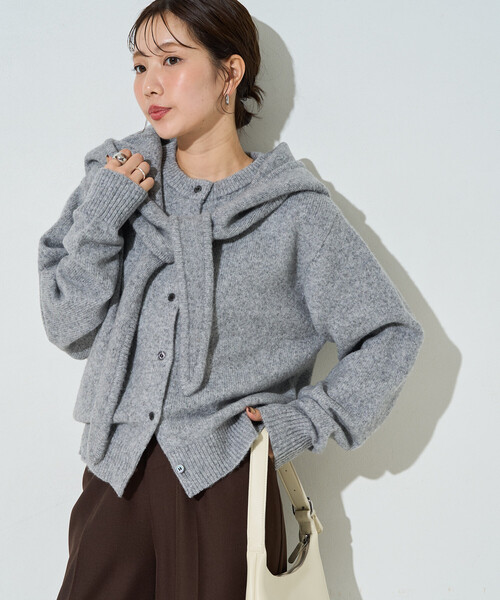 FREAK'S STORE(フリークスストア)の「限定展開 ウールミックス ニット フーディー セット カーディガン(カーディガン/ボレロ・レディース・ベージュ/チャコールグレー/ライトグレー/ブラウン・フリ-)」の1枚目の写真