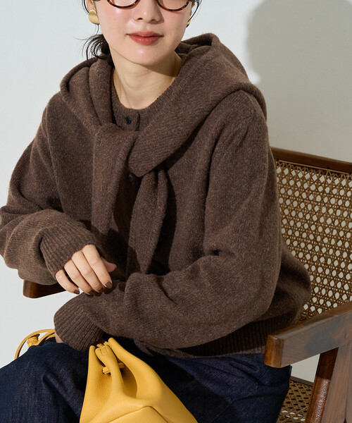 FREAK'S STORE(フリークスストア)の「限定展開 ウールミックス ニット フーディー セット カーディガン(カーディガン/ボレロ・レディース・ベージュ/チャコールグレー/ライトグレー/ブラウン・フリ-)」の6枚目の写真