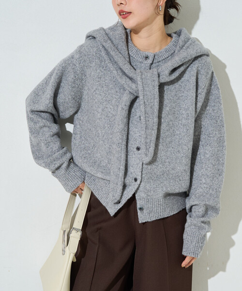 FREAK'S STORE(フリークスストア)の「限定展開 ウールミックス ニット フーディー セット カーディガン(カーディガン/ボレロ・レディース・ベージュ/チャコールグレー/ライトグレー/ブラウン・フリ-)」の16枚目の写真