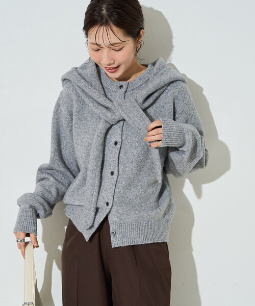 FREAK'S STORE(フリークスストア)の「限定展開 ウールミックス ニット フーディー セット カーディガン(カーディガン/ボレロ・レディース・ベージュ/チャコールグレー/ライトグレー/ブラウン・フリ-)」の18枚目の写真