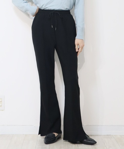 DISKEEN SURE(ディスキーンシュアー)の「楽なのに美脚、ずるいパンツ!ジャージタッチ フレアパンツ(その他パンツ・レディース・キャメル/ブラック/チャコール・FREE)」の1枚目の写真