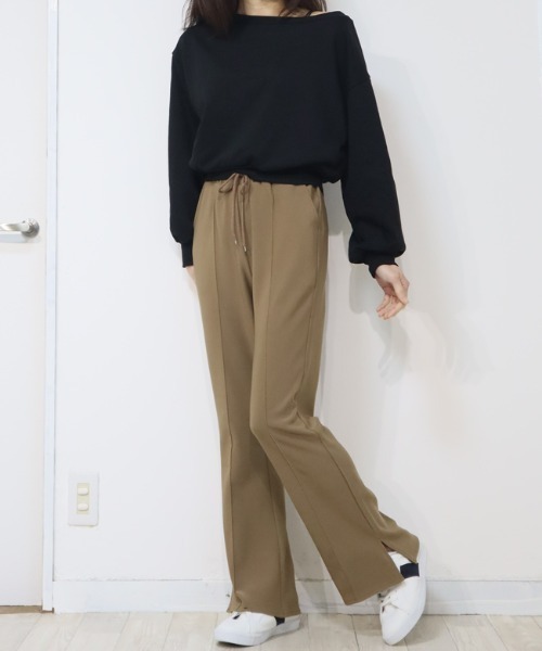 DISKEEN SURE(ディスキーンシュアー)の「楽なのに美脚、ずるいパンツ!ジャージタッチ フレアパンツ(その他パンツ・レディース・キャメル/ブラック/チャコール・FREE)」の18枚目の写真