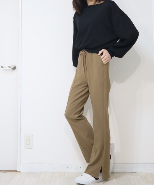 DISKEEN SURE(ディスキーンシュアー)の「楽なのに美脚、ずるいパンツ!ジャージタッチ フレアパンツ(その他パンツ・レディース・キャメル/ブラック/チャコール・FREE)」の19枚目の写真