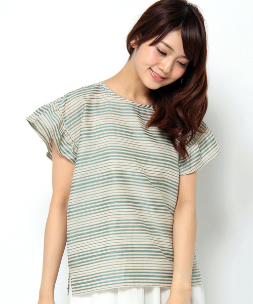 LBC（エルビーシー）の「リネンコットン袖フリルブラウス（シャツ/ブラウス・レディース・グリーン/ネイビー/ブラック・MEDIUM）」の2枚目の写真