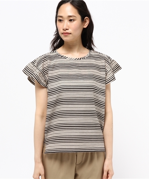 LBC（エルビーシー）の「リネンコットン袖フリルブラウス（シャツ/ブラウス・レディース・グリーン/ネイビー/ブラック・MEDIUM）」の4枚目の写真