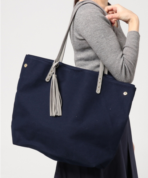 LBC（エルビーシー）の「キャンバスラージトートバッグ                   （トートバッグ・レディース・オフホワイト/グレー/ネイビー・ONE SIZE）」の3枚目の写真