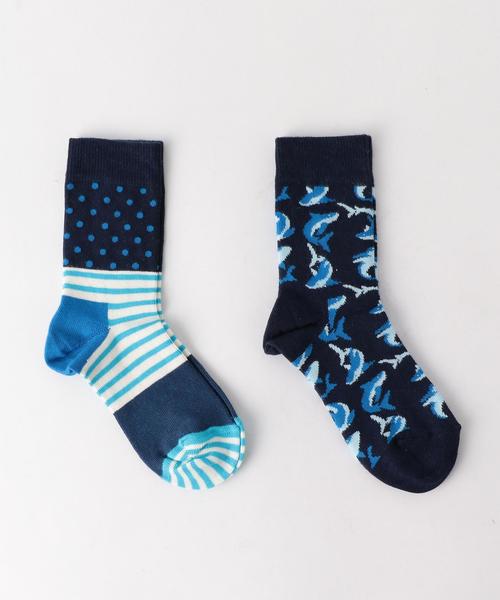 Happy Socks(ハッピーソックス)の「【HAPPY SOCKS(ハッピーソックス)】2P 17SS ◆(ソックス/靴下・キッズ・ブラック/ピンク/イエロー/コバルトブルー・17-19cm/14.5-16.5cm/19.5-21.5cm)」の1枚目の写真