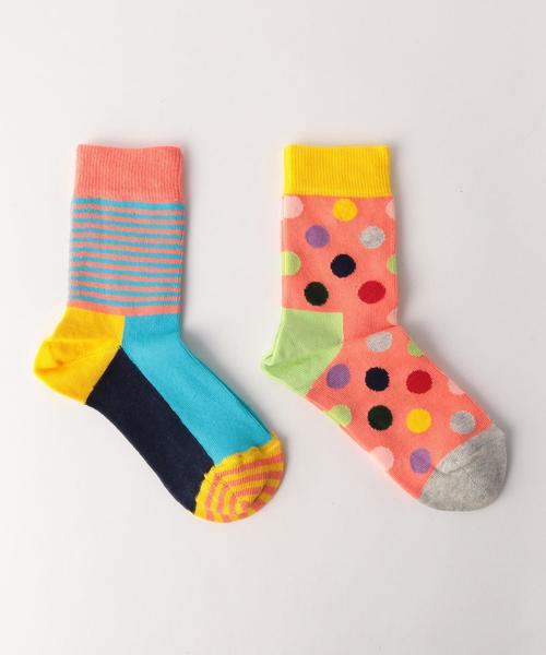 Happy Socks(ハッピーソックス)の「【HAPPY SOCKS(ハッピーソックス)】2P 17SS ◆(ソックス/靴下・キッズ・ブラック/ピンク/イエロー/コバルトブルー・17-19cm/14.5-16.5cm/19.5-21.5cm)」の4枚目の写真