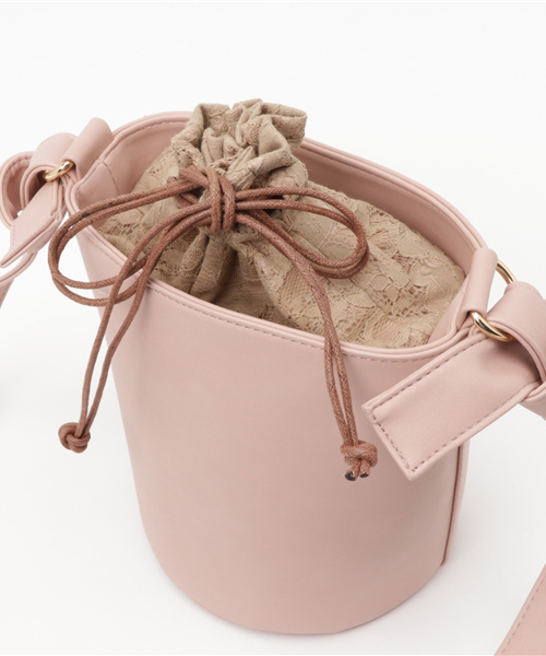 WEGO（ウィゴー）の「WEGO/レース巾着バケツショルダーバッグ（ショルダーバッグ・レディース・ピンク/グレー・FREE）」の4枚目の写真