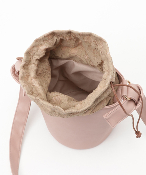 WEGO（ウィゴー）の「WEGO/レース巾着バケツショルダーバッグ（ショルダーバッグ・レディース・ピンク/グレー・FREE）」の5枚目の写真