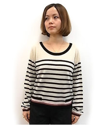 mystic | ボーダーニットP/O(ニット/セーター)