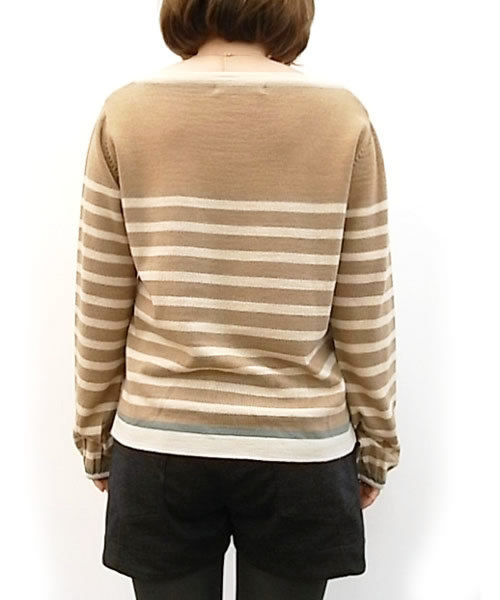 mystic（ミスティック）の「ボーダーニットP/O（ニット/セーター・レディース・オフホワイト/キャメル/オレンジ/グレー/ネイビー・ﾌﾘ-）」の7枚目の写真