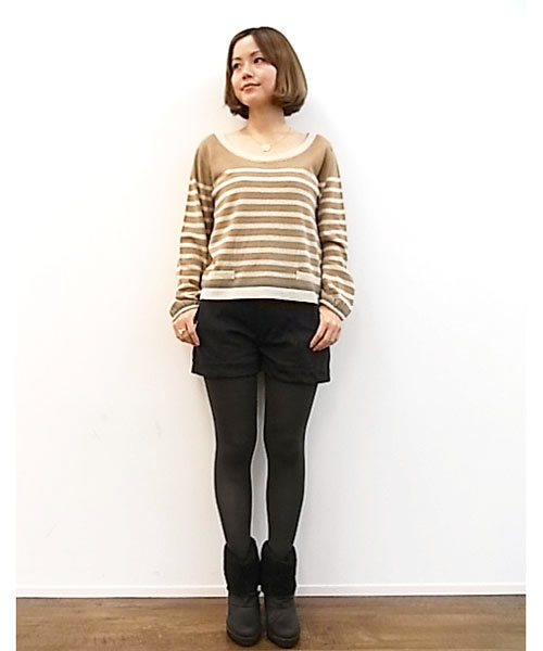 mystic（ミスティック）の「ボーダーニットP/O（ニット/セーター・レディース・オフホワイト/キャメル/オレンジ/グレー/ネイビー・ﾌﾘ-）」の10枚目の写真