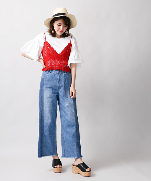 WEGO（ウィゴー）の「WEGO/カギ編みキャミソール（キャミソール・レディース・レッド/ホワイト・FREE）」の15枚目の写真