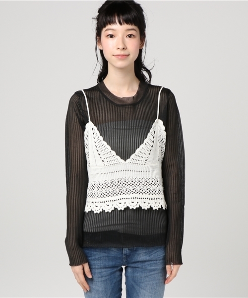 WEGO（ウィゴー）の「WEGO/カギ編みキャミソール（キャミソール・レディース・レッド/ホワイト・FREE）」の3枚目の写真