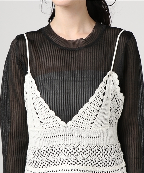 WEGO（ウィゴー）の「WEGO/カギ編みキャミソール（キャミソール・レディース・レッド/ホワイト・FREE）」の6枚目の写真